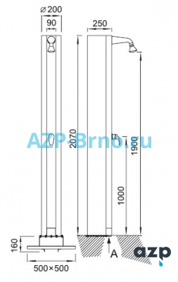 Солнечная душевая колонна SPS 03 AZP Brno Чехия (фото, схема) Солнечная душевая колонна SPS 03 AZP Brno Чехия (фото, схема)